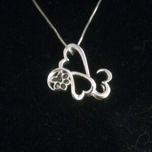 Vintage Sterling Silver With  Diamonds, Jane Seymour's Pet Open Heart Necklace